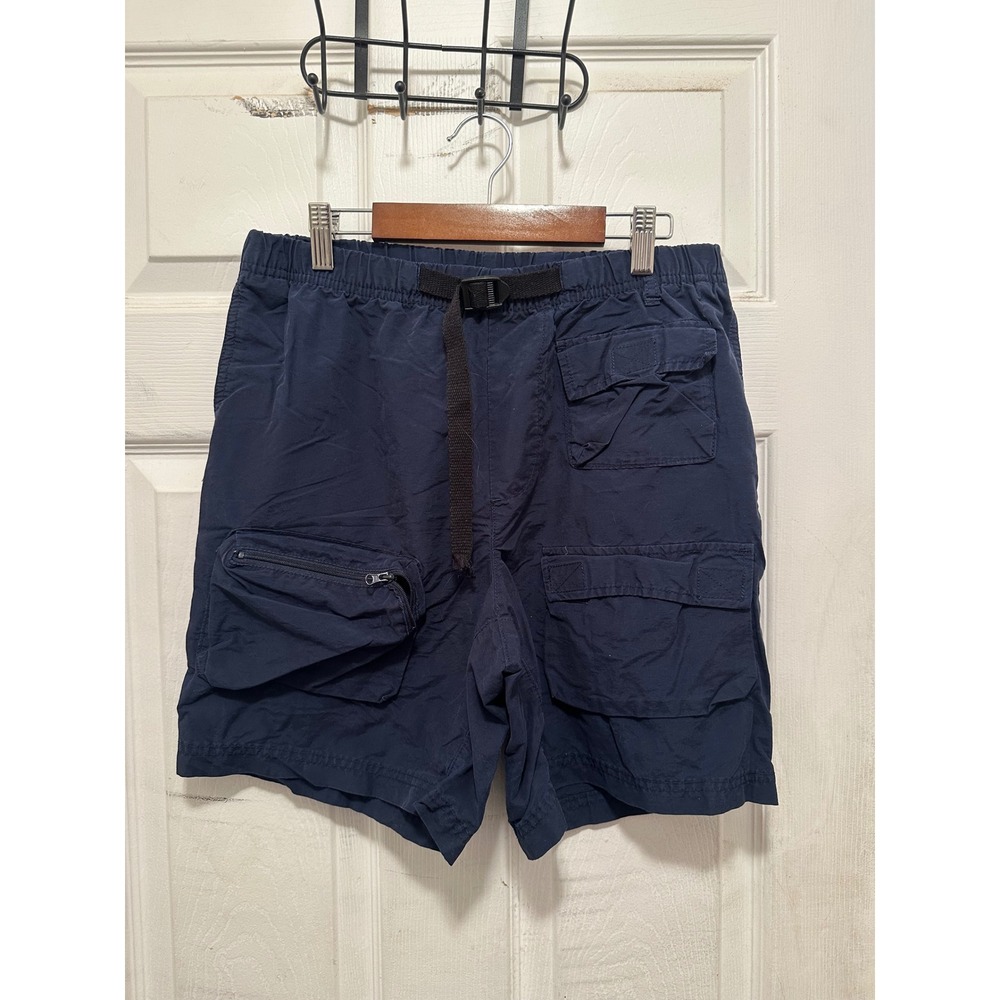 Navy Blue Cargo Fishing Shorts Mens Small 28-30 Utility Gorpcore Belted - Picture 1 of 4